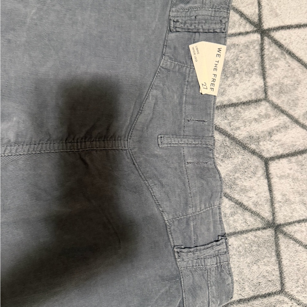 NWT We The Free People Libre Wide Leg Cord Jeans Light Gray Mockingbird Size 27 - Picture 4 of 9